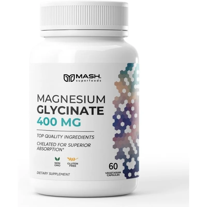 Magnesium Glycinate Capsules, High Absorption, Supports Sleep, Calm Nerves, Muscle Recovery, Heart & Bone Health, Non-GMO