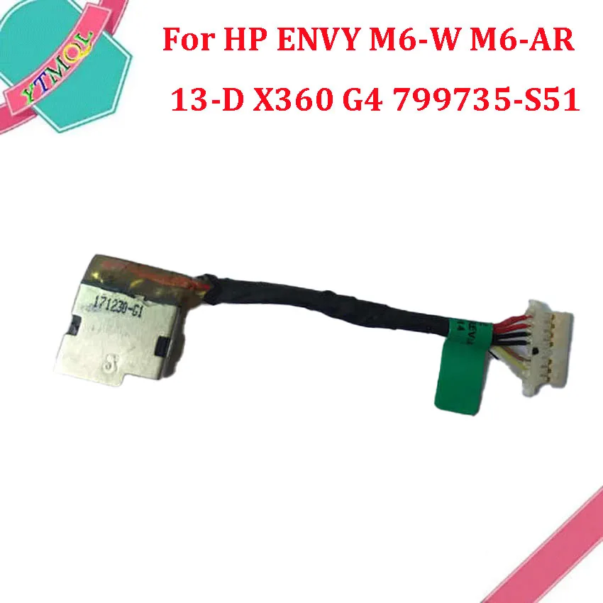 10-100Pcs New Laptop DC Power Jack Cable For HP ENVY M6-W M6-AR 13-D X360 G4 799735-S51 Charging Port Connector