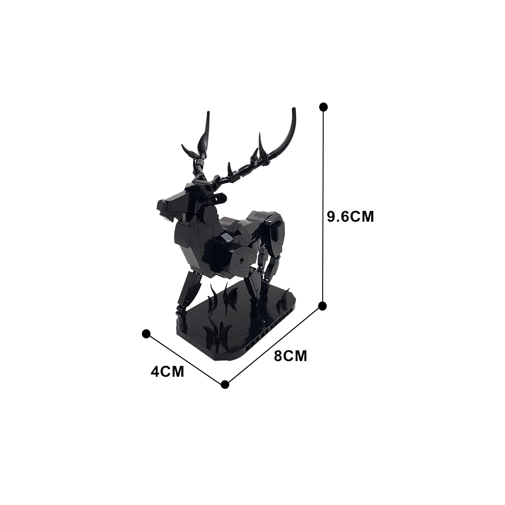 MOC 정적 경추 Elaphus 조각상 빌딩 블록, 창의적인 동물 모델 벽돌, 어린이 장난감 선물 세트, 책상 장식