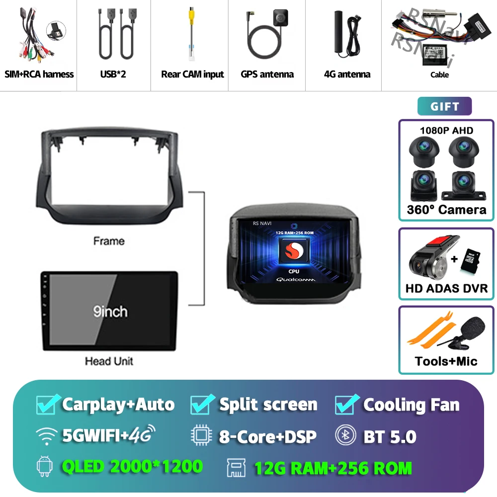 Android 15 Carplay Auto 2 K Scherm Autoradio Multimedia Speler Voor Ford Ecosport 2013-2017 DSP 2din autoradio Stereo Qualcomm - afbeelding 1
