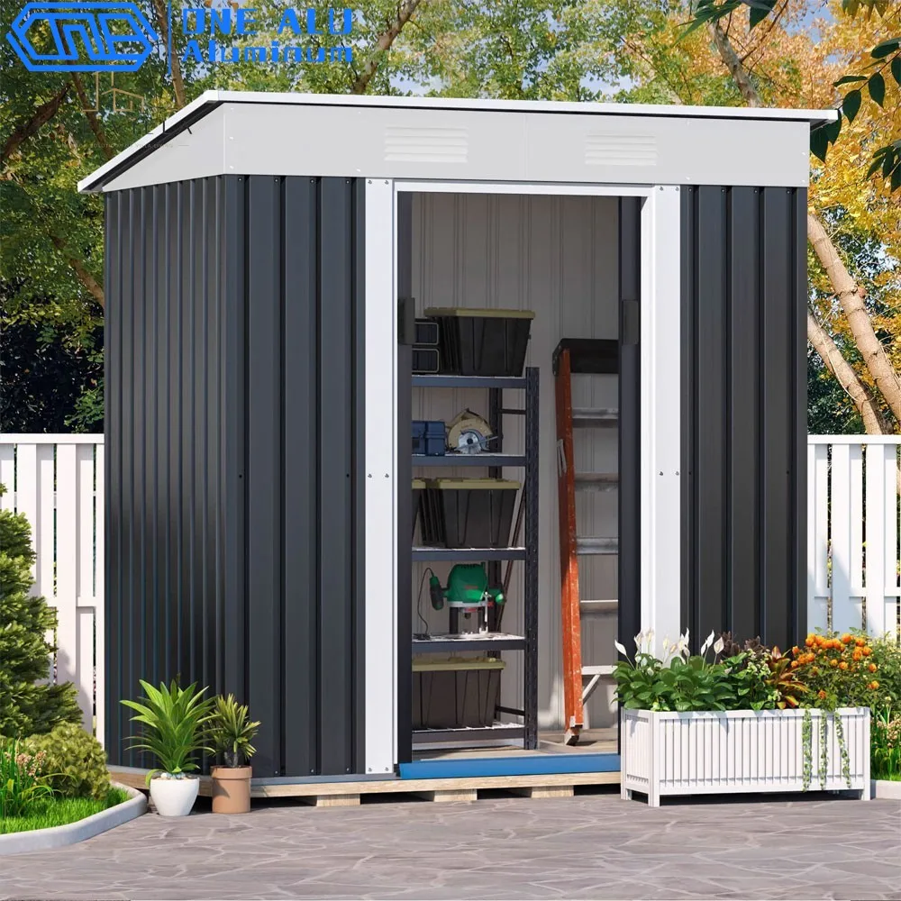 Walk In Garden Storage House Outdoor Tool Shed Extra Thick Steel Fireproof Waterproof Rodent Proof Easy Assembly Durable