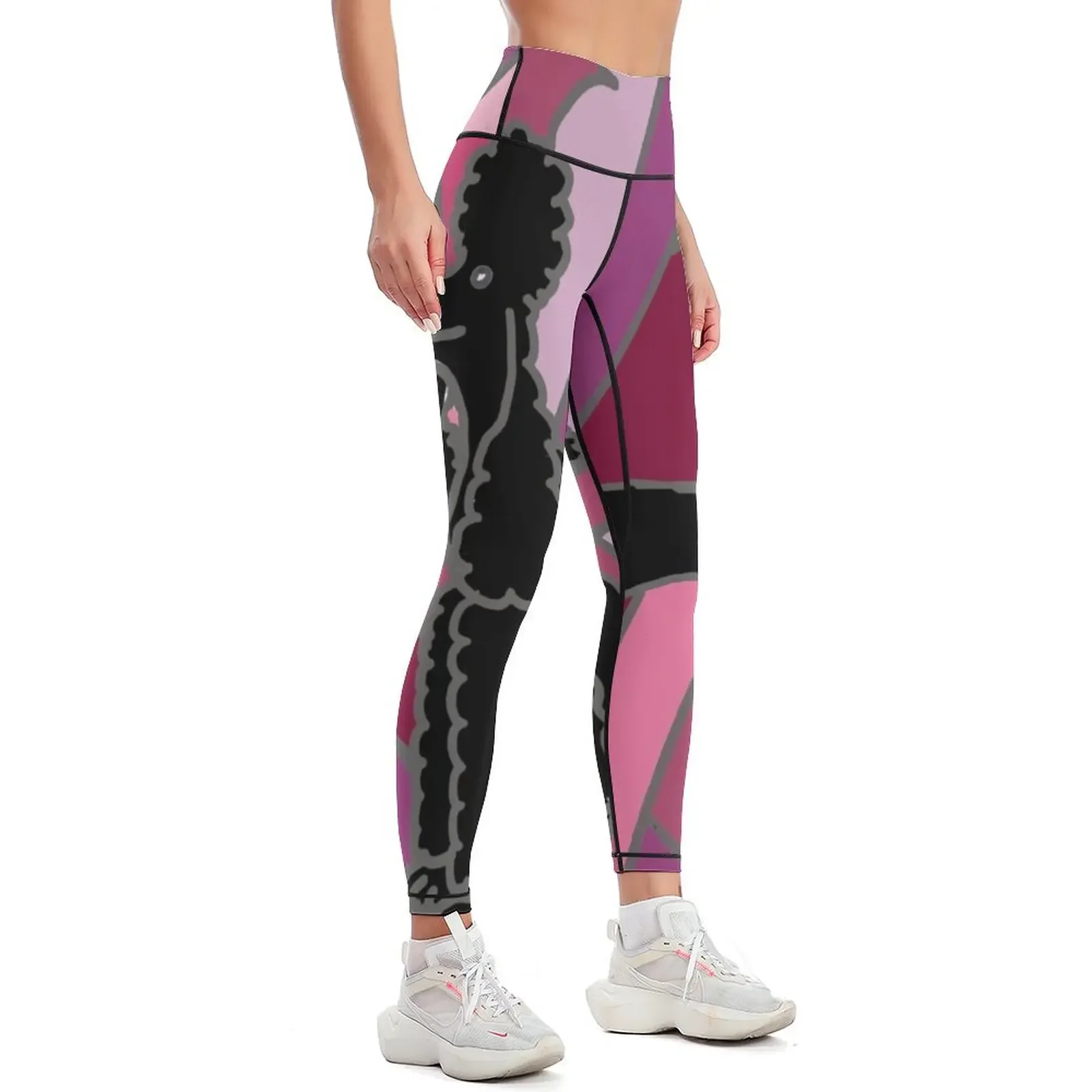 Cool Funky Black Poodle Abstract Art Leggings joggers for Women's fitness Women's gym Sports pants for Womens Leggings