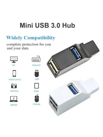 USB 3.0 HUB Adapter Extender Mini Splitter Box 1 to 3 Ports High Speed USB 2.0 For PC Laptop U Disk Card Reader