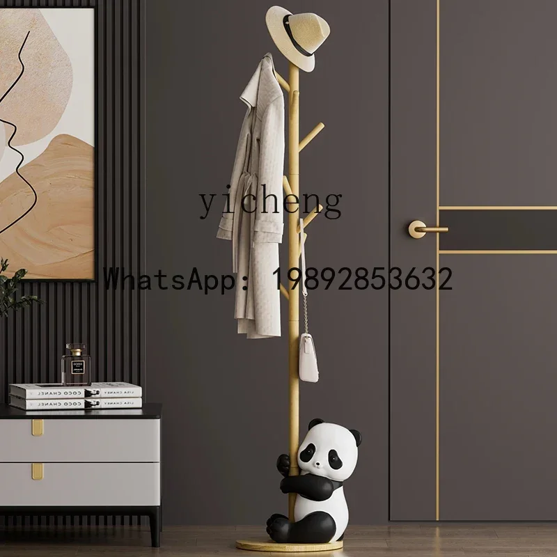 X7  Creative Panda Corner Coat Rack Floor Ornaments Living Room Sofa next to Bedroom Large Solid Wood Hanger