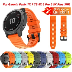 QuickFit-Bracelet de montre en silicone pour Garmin Fenix, Bracelet Smartwatch, Bracelets, Bracelet, 6X, 6, 6S Pro, 7X, 7, 7S, 5, 5X, 5S, Epix 2, 26mm, 20mm, 22mm