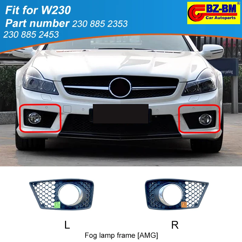 

front bumper bonnet grille Fog Light cover Protection Frame 2308852353 2308852453 for Mercedes-Benz W230 AMG Car Wind Network