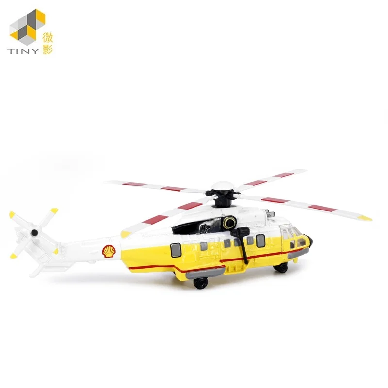 Tiny 1:144 She-ll Helicopter Super Puma Alloy Simulation Model Aircraft