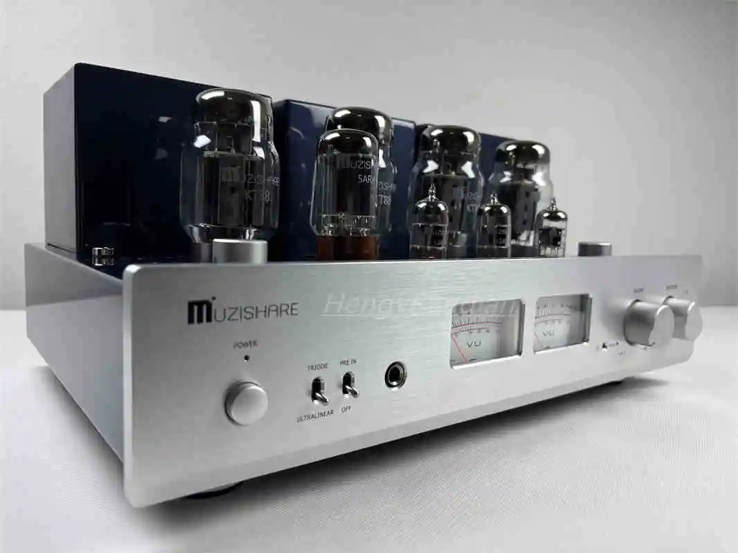 MUZISHARE X7 penguat daya tabung elektronik, upgrade terbaru versi seimbang, 12AX7*1.12AU7*2, KT88 * 4, 5AR4*1, dengan Remote