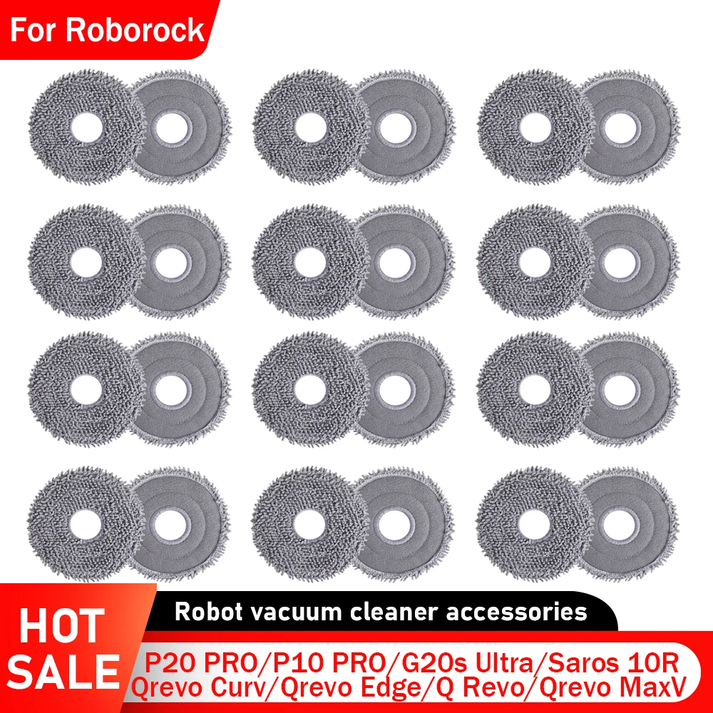 Mop Pads for Roborock G20s Ultra/P20 PRO/P10 PRO/Saros 10R/Qrevo Curv/Qrevo Edge/Q Revo/Qrevo MaxV/QV 35A Robot Vacuum Mopping