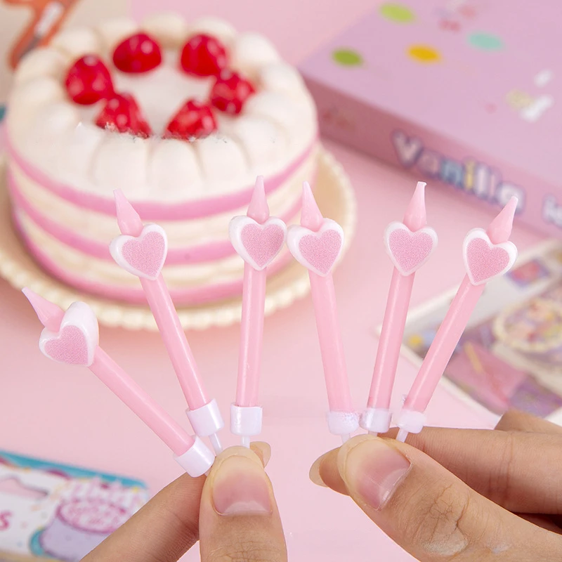 Creative pink love cake birthday candle baking cake decorative candle children\'s festival 2023 love
