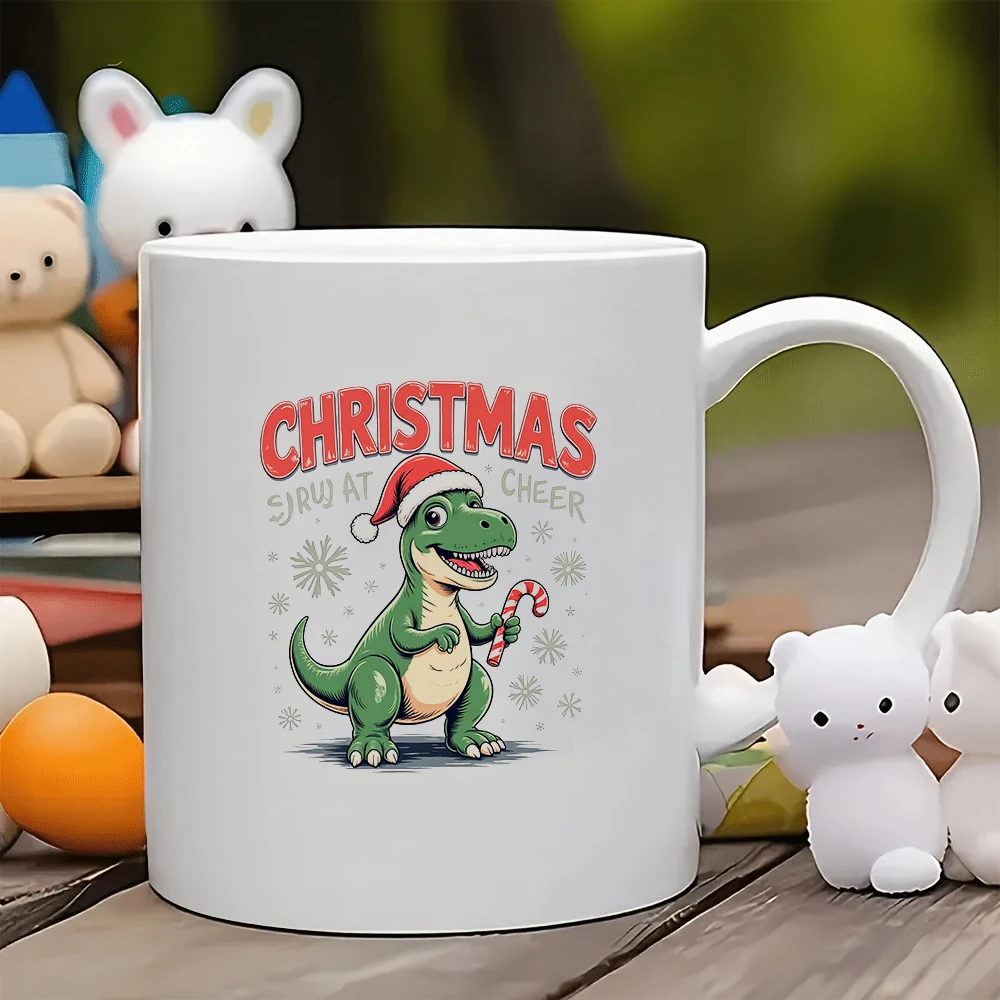

11oz Mug + Cartoon Christmas Dinosaur + Candy Cane Lollipop + Kids Cup + Family Office Coffee Cup - Christmas Gift Set
