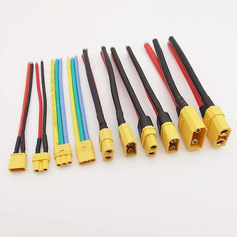 XT30 XTR30U XT60 XT60H XT90 Male and Female Plug Connector with 10AWG/12AWG/16AWG/18AWG Silicone Wire 100mm For RC Battery Cable