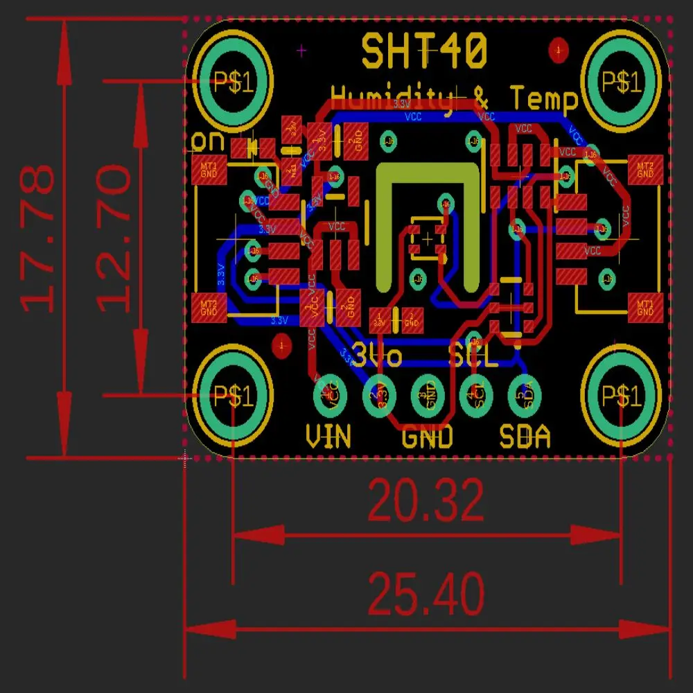 SHT40 SHT41 SHT45 Temperature Humidity Module 3.3V-5V Low Power Humidity Monitoring Sensor IIC I2C for QWIIC