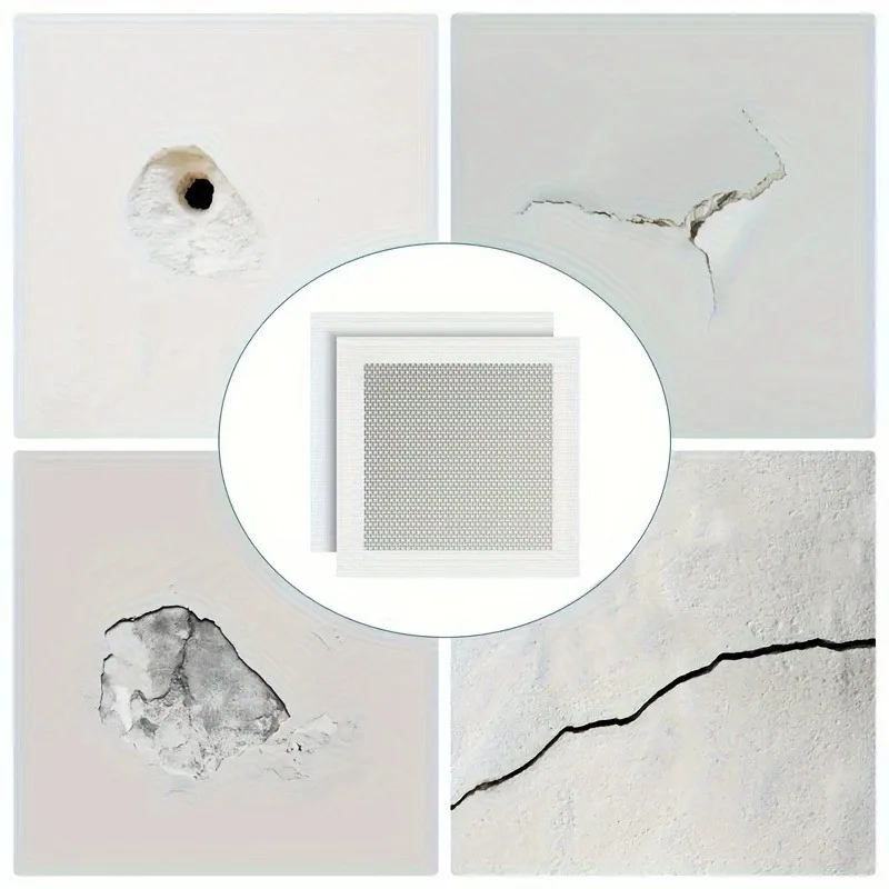 Self-Adhesive Fiberglass Mesh Hole Repair Tool Set with Scraper and Sandpaper for Walls Ceilings Plasterboard