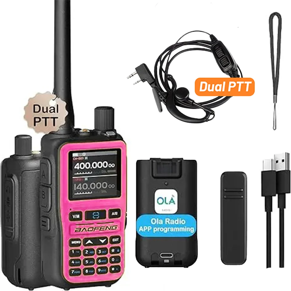 baofeng-uv-5r-ミニピンクデュアルバンド双方向ラジオ-5w-999ch-bluetooth-app-プログラミング-noaa-気象警報-type-c-急速充電-1-パック