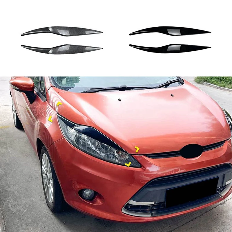 Copertura del faro anteriore faro anteriore lampada palpebra sopracciglio Trim per Ford Fiesta MK6 2008-2012 nero lucido