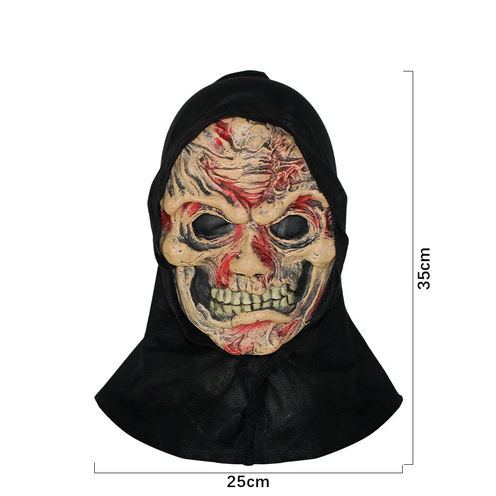 Latex-Schädel-Kopfbedeckungsmaske für Halloween-Make-up, Abschlussball-Kostümzubehör – Detail 5