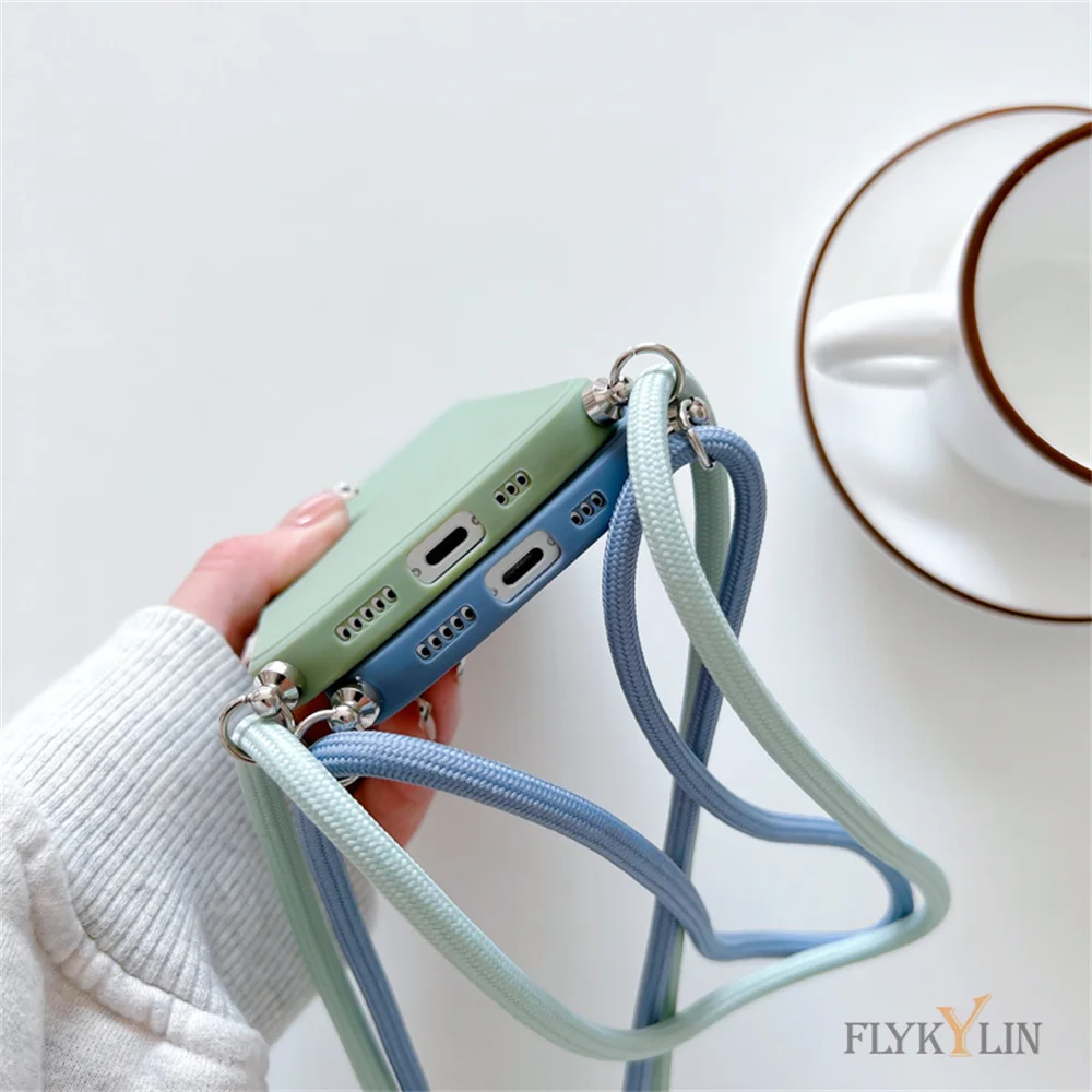 Crossbody Strap Lanyard Liquid Soft Silicone Phone Case sFor Huawei P30 P40 Lite P20 Mate 20 Lite 9 10 30 Pro Luxury Back Cover