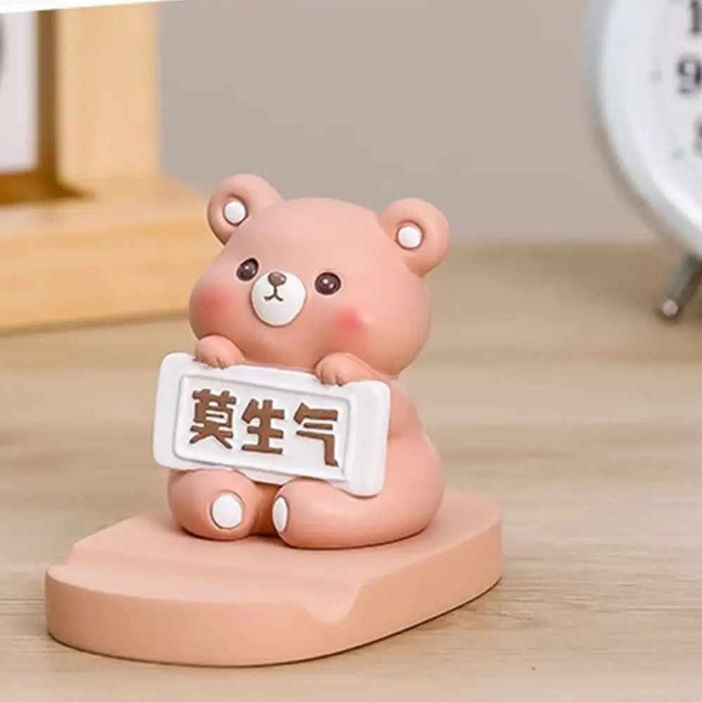 Don't Angry Pig Phone Stand Kittens Figurines Resin Craft Cute Animal Phone Holder Universal Little Bear Cartoon Phone Bracket