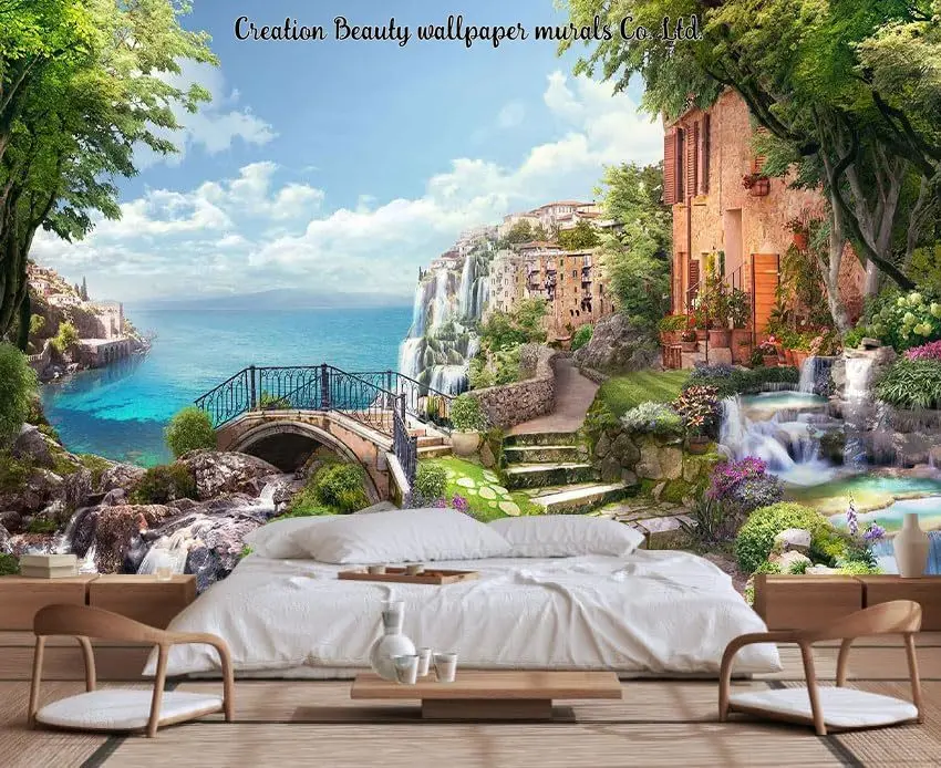 Italian Style Seascape Classical Wallpaper for Bedroom Living Room Background Wall Murals Cafe Restaurant Wall Paper Papel Tapiz