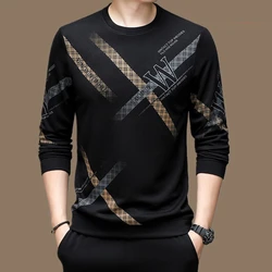 Autumn Winter Men Casual Hoodie High Street Long Sleeve Round Neck Large Size Cotton Contrast Color Loose All-match Sweatshirts