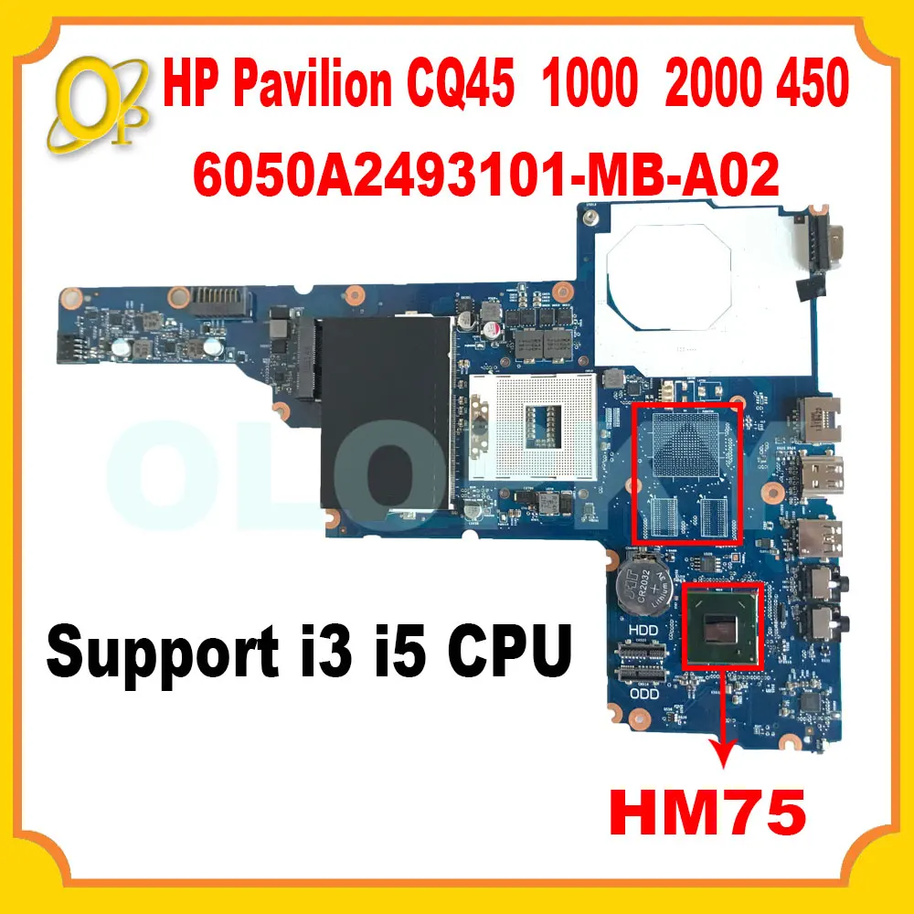 6050A2493101-MB-A02 motherboard for HP Pavilion CQ45 1000 2000 450 laptop motherboard HM75 685783-001 685107-001 DDR3 100% test