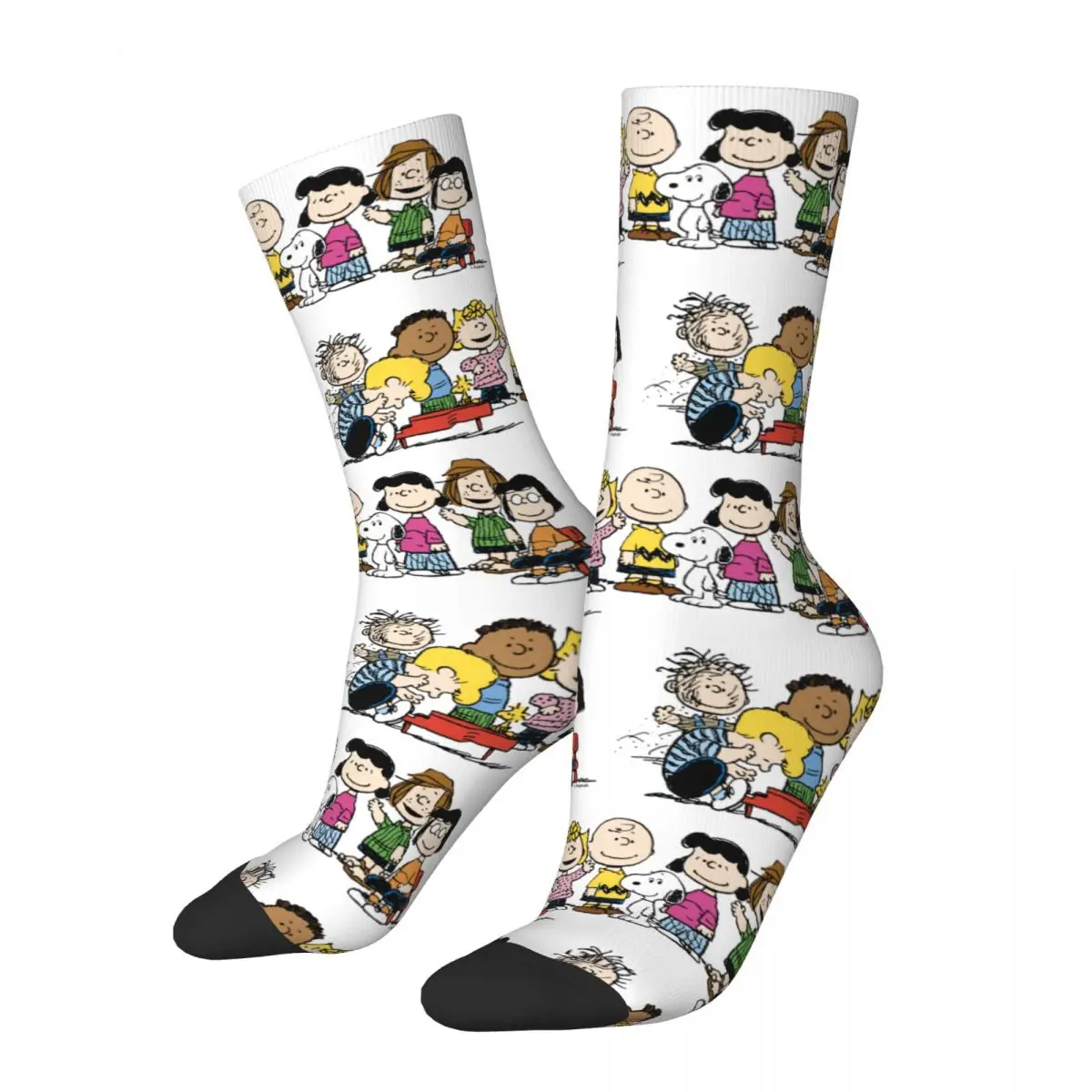 Peanuts Comic Characters Crew Socks Flexible Snoopy Cartoons Graphic Middle Tube Stockings Soft for Women's Birthday Gifts Idea