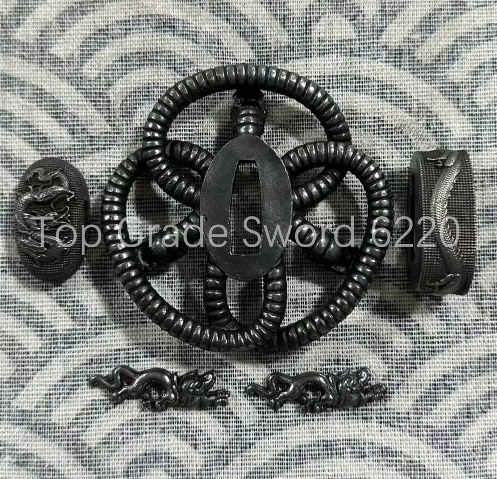 Very Cool Copper Dark Dragon Tsuba Handguard Brass Fuchi Kashira Menuki For Japanese Real Japan Samurai Katana Sword Fittings