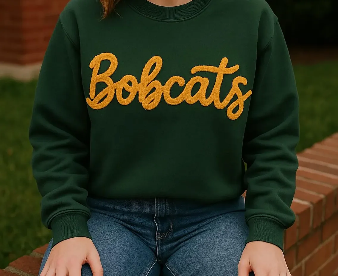 Customized Chenille Yarn Embroidered Game Day Fuzzy Letter,Team Spirit Shirt,Football Moms,Chenille Patch Sports Team Sweatshirt