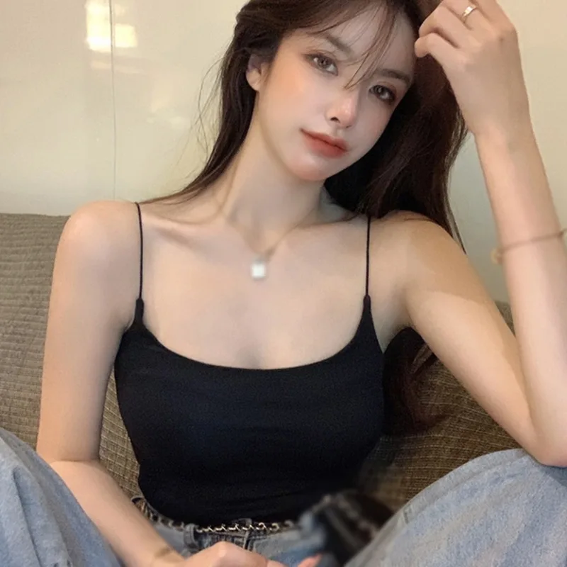 

Women Camisole Slim Fit Sleeveless Tank Top Lightweight Crop Top Spagetti Strap Solid Color Casual Base Shirt for Girls .