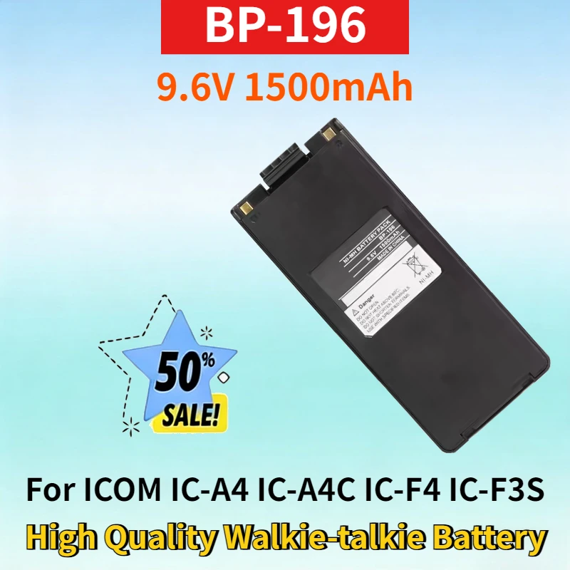 

New BP-196 9.6V 1500mAh NI-MH Battery for ICOM IC-A4 IC-A4C IC-F4 IC-F3S IC-T2A IC-40S IC-T2E High Quality Walkie-talkie Battery