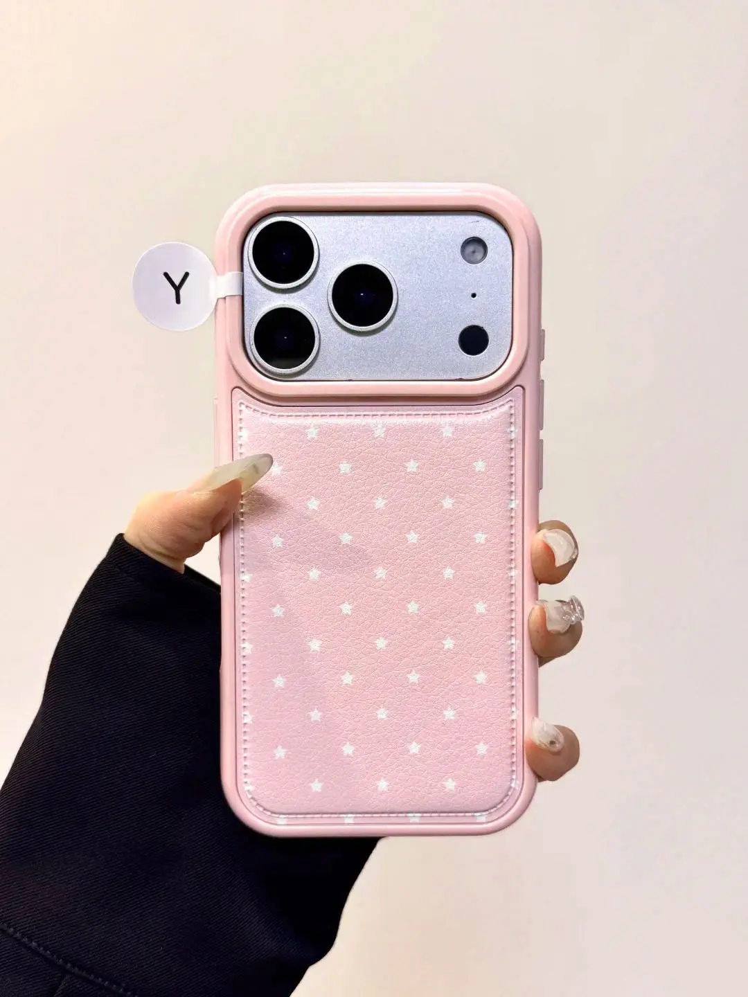 New Fashion INS Korean Sweet Pink Stars Leather Shockproof Phone Case For iPhone 17 Air 16 15 14 13 12 11Pro Max Anti Fall Cover