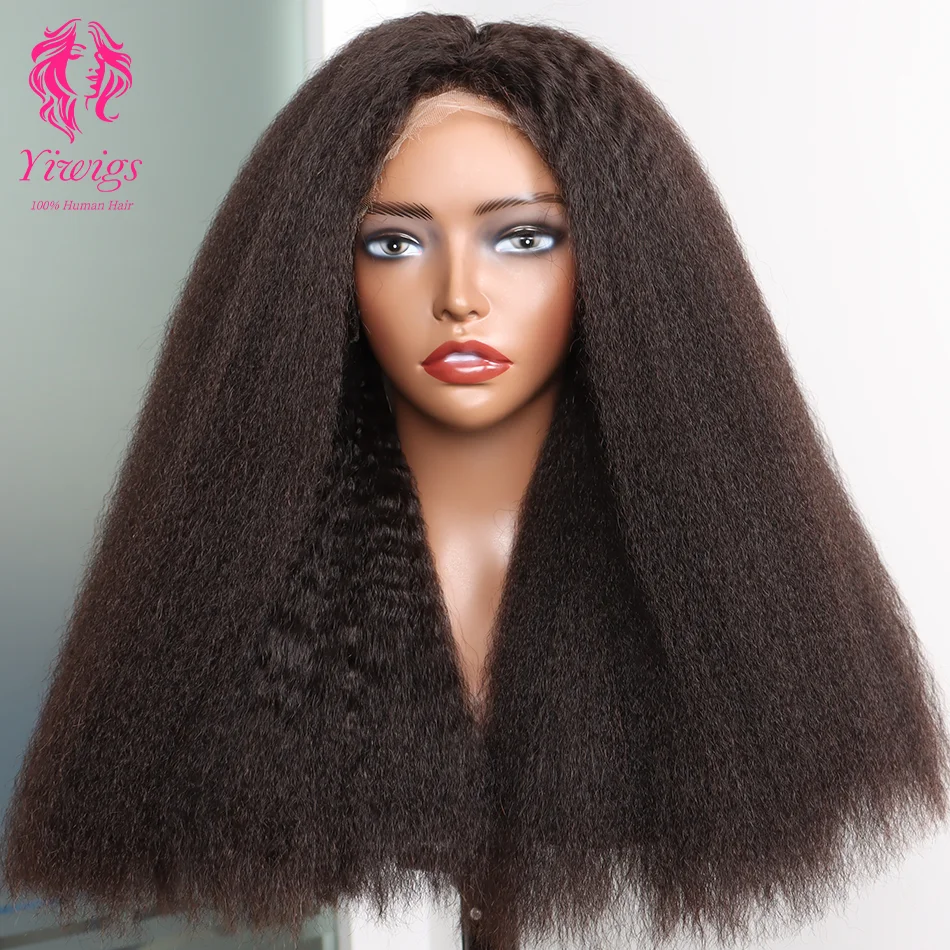 

Yiwigs Super Double Drawn Kinky Straight Vietnamese Raw Human Hair Wig 13x4 HD Lace Frontal Wigs 4x4 Lace Closure Wig For Women