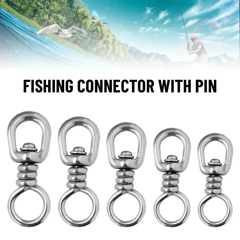 

Stainless Steel Fishing Connectors Rolling Swivel Lure High Strength Fishing Swivels Ball Bearing Snap Pin Tackle Fish Tool