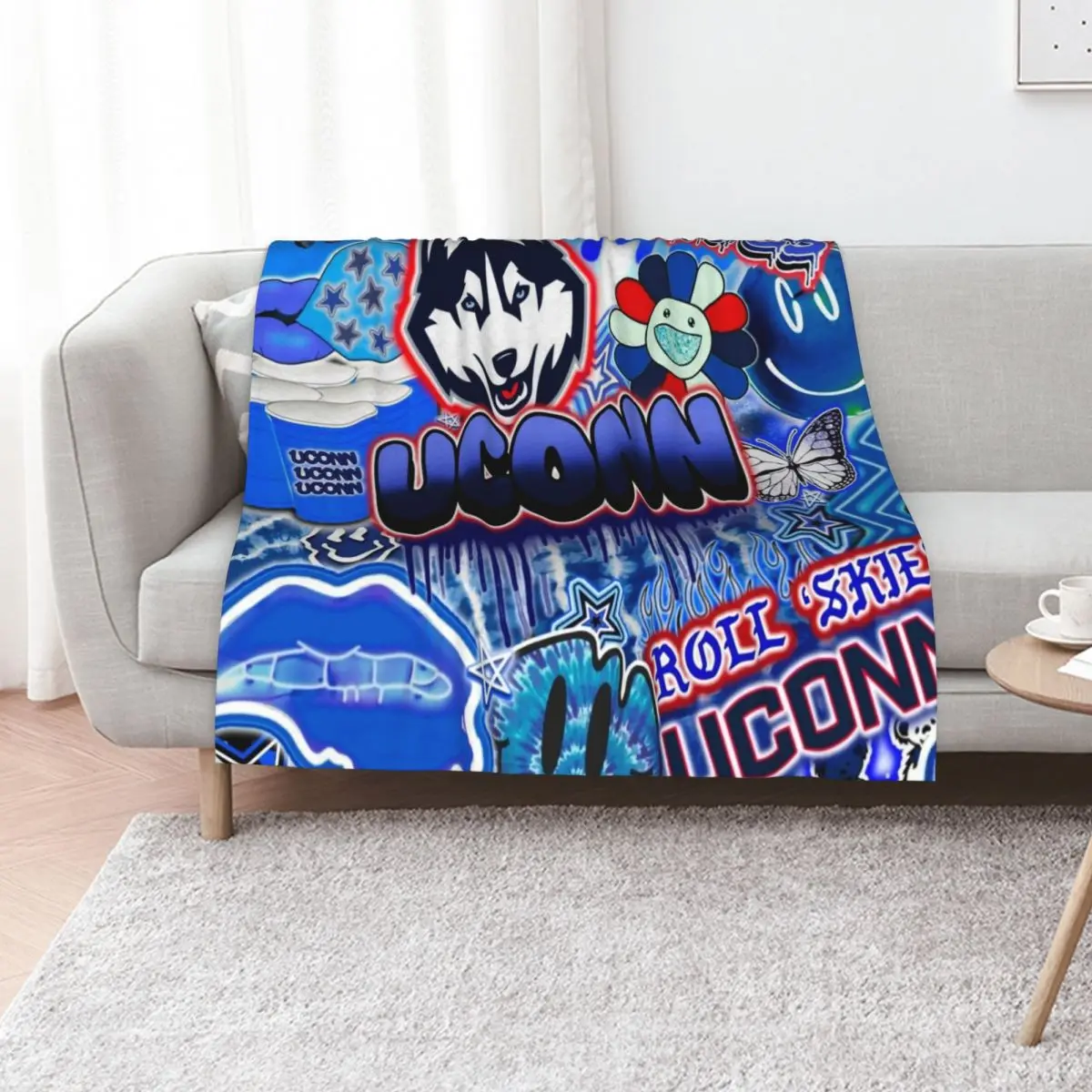 

U C O N N Throw Blanket Plaid Picnic Hair For Baby Blankets