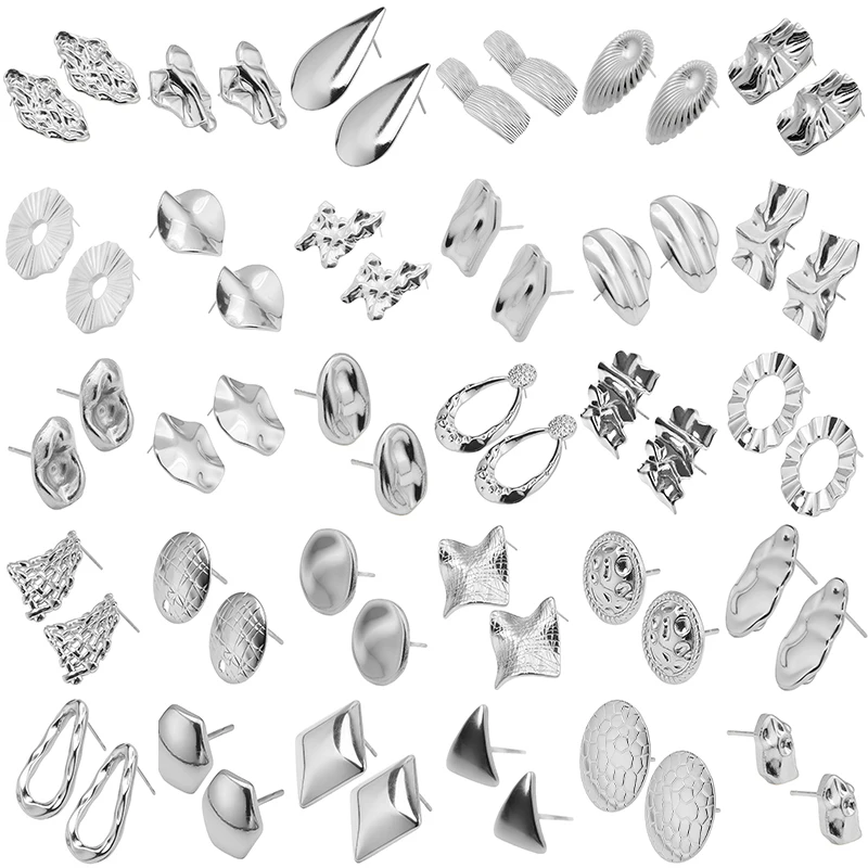 1 para nieregularne masywne kolczyki sztyfty ze stali nierdzewnej dla kobiet modne geometryczne okrągłe Piercing Pendientes Mujer biżuteria