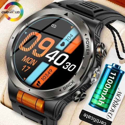 2026 New 1100mAh Super Capacity Battery Adult Men Smart Watch Compass 1.7-inch Bluetooth Call 3ATM Waterproof Sports Smartwatch