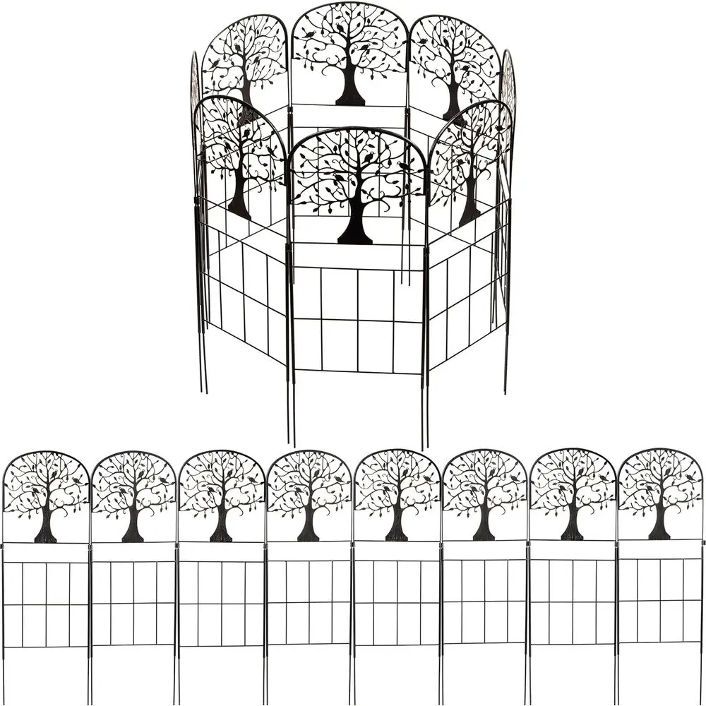 

Evergreen Tree o Lie Metal Landse Edging 28" Above Ground, 8 t Long Decorative Garden ence Panels Animal Barrier, No Dig Edging