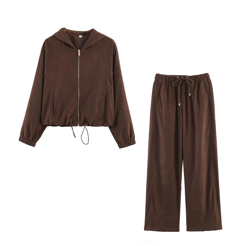 Guobioziy Women's Set 2026 Fall New Version Solid Color Long-Sleeve Hoodie Loose Jacket and Pants Set Casual Sports Relaxed