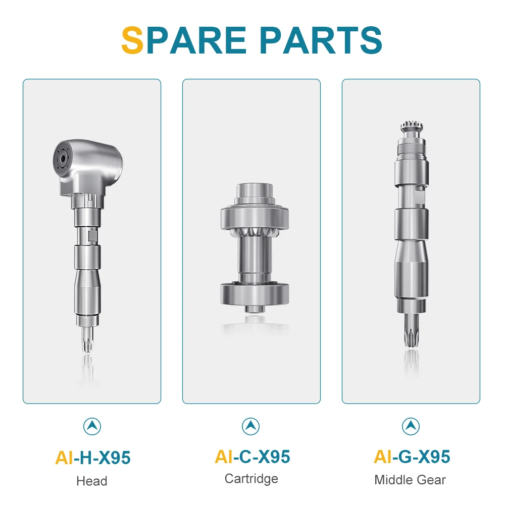 Dental 1:5 Increasing Red Ring Contra Angle Low Speed Quattro Water Spray Push Handpiece With Optic Fiber For E-TYPE Motor