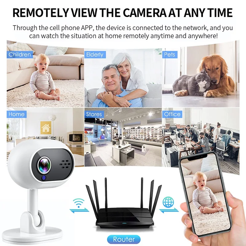 1080P mini Smart WiFi IP Camera Indoor Wireless Home Security AI Human Detect CCTV telecamera di sorveglianza 2MP Auto Tracking Cam