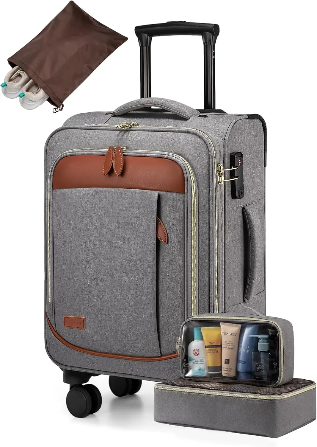 

4-Piece Airline Approved Underseat Carry-On Luggage Set with Spinner Wheels and TSA Lock for Travel