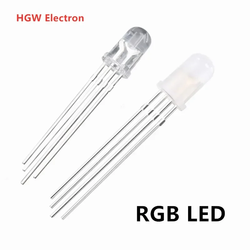 100PCS 5mm Round Four Leg Full Color RGB Co Cathode And Anode F5 Light-Emitting Diode LED