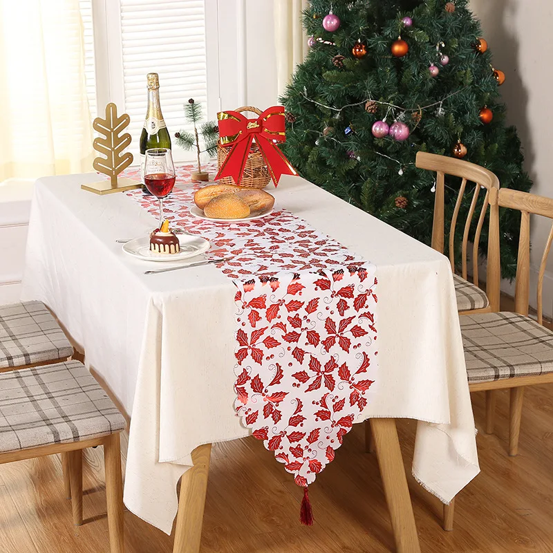 Seasonal Winter Table Runner Gold Snowflakes New Year Table Decorations Christmas Table Runner Holiday Kitchen Dining Table Deco