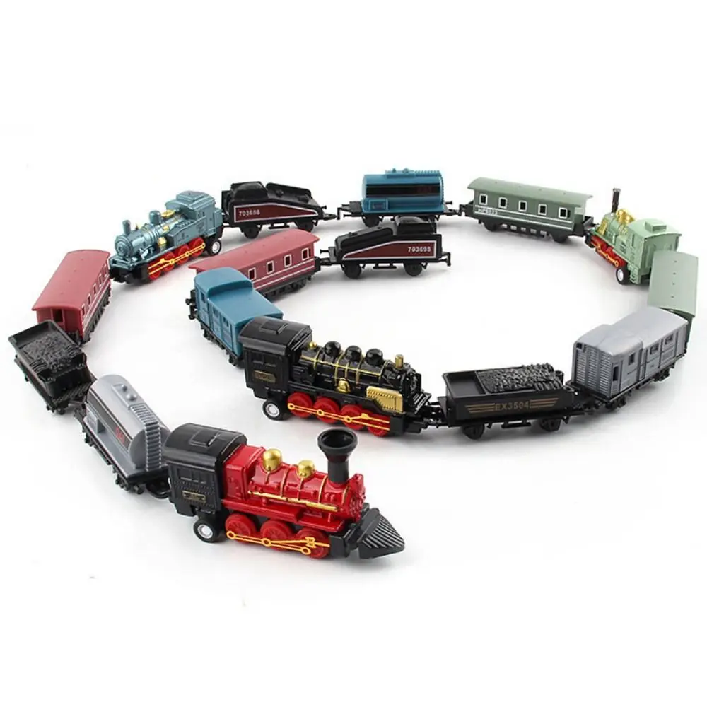 Diecast 1:60 Retro Steam Train Model Miniature Inertia Pull Back Model Train Alloy Headstock Pull-back Simulation Train Toy
