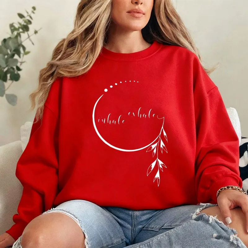 يستنشق الزفير البلوز تحفيزية هوديي للمرأة الجمالية اليقظة هودي اليوغا المعلم لمحبي اليوغا هدية Y2k الملابس