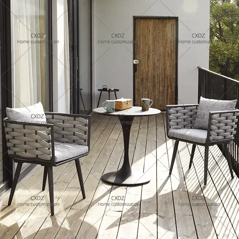 5 Piece Outdoor Patio Furniture Set Garden Terrace Coffee Table and Chairs Simple Modern Leisure Dining Combo for Hotel Home