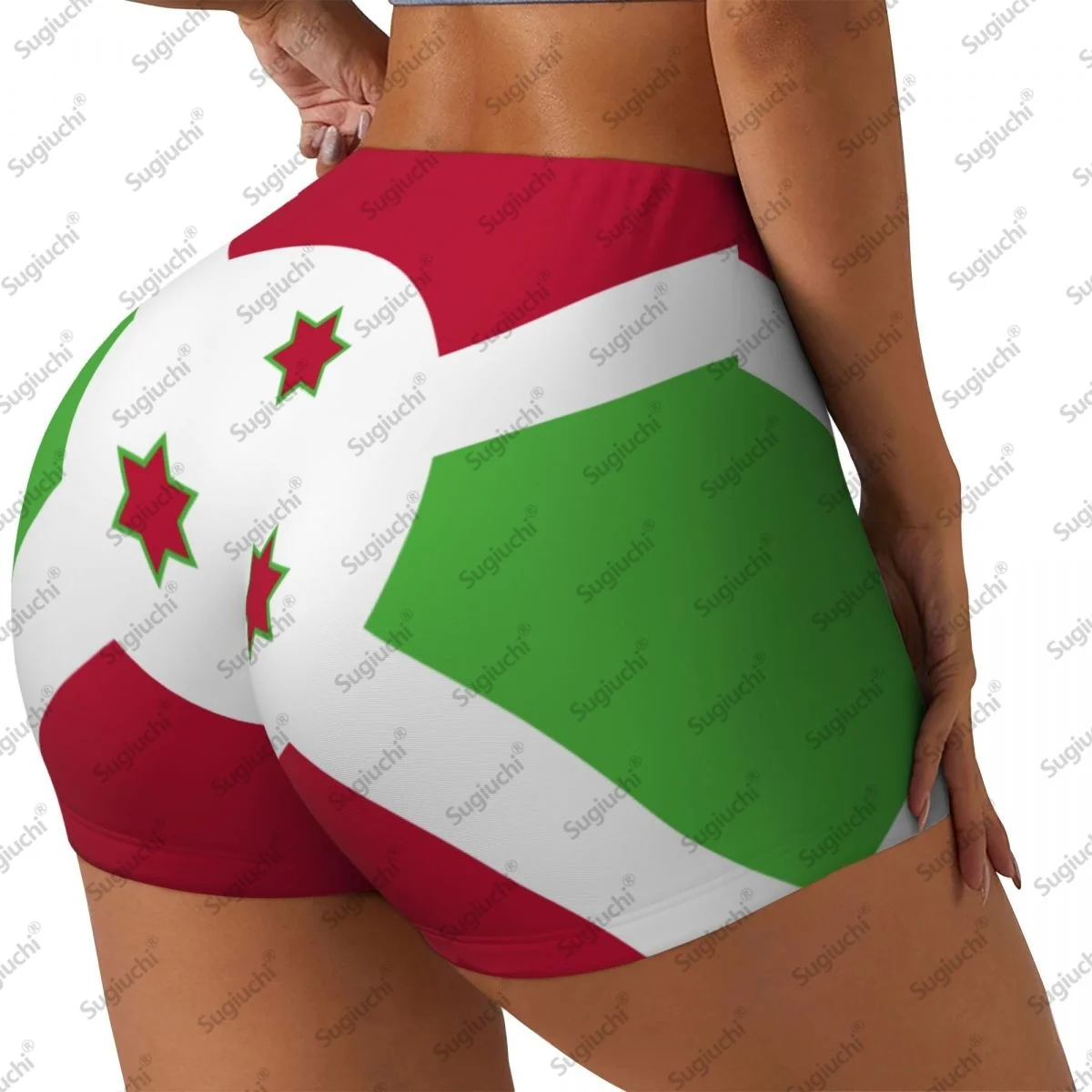 2026 Shorts de ioga com bandeira do Burundi para mulheres, treino, levantamento de bunda, cintura alta, academia, corrida, calças curtas