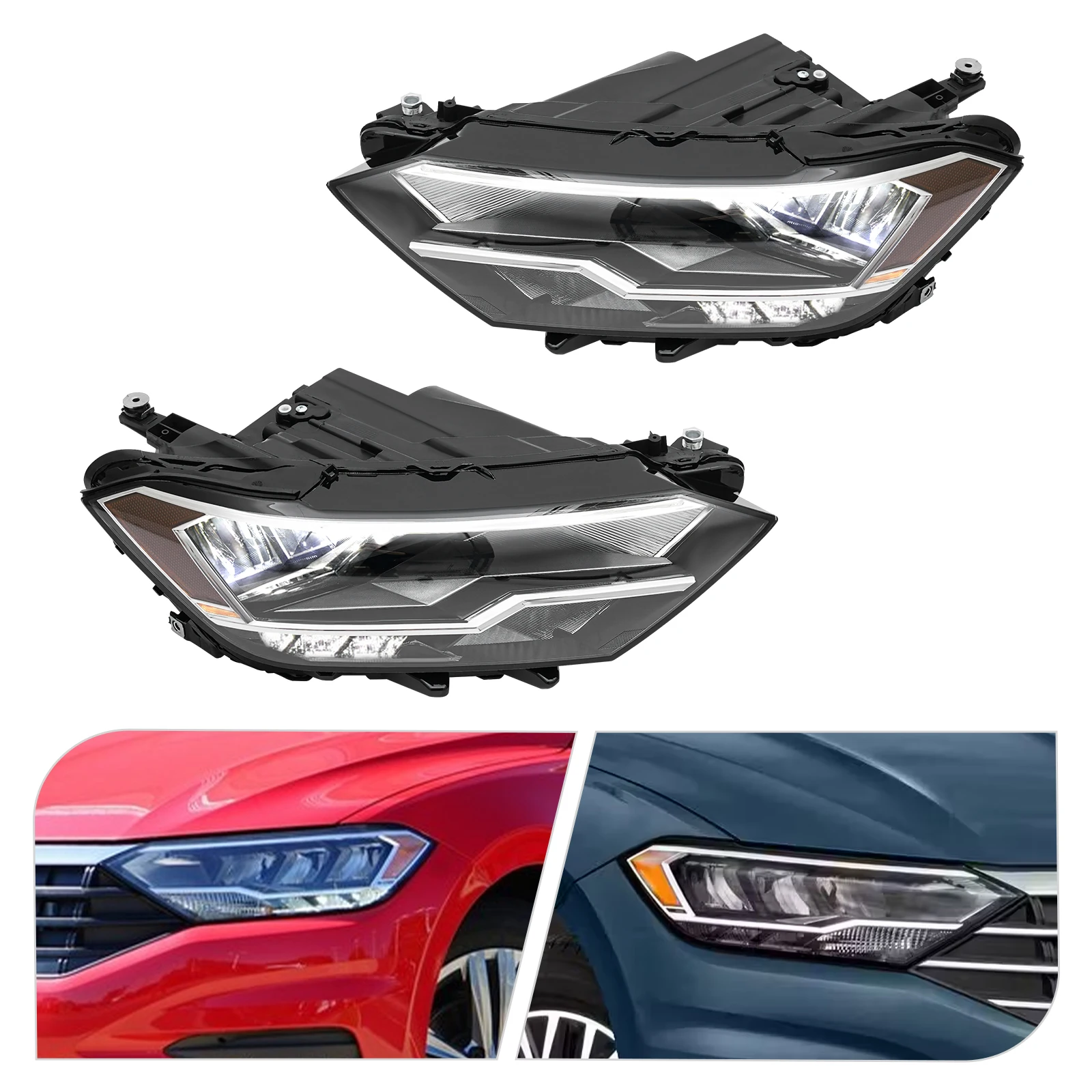 

Left & Right For 2019-2023 Volkswagen Jetta Headlight OEM# LED DRL Headlamp