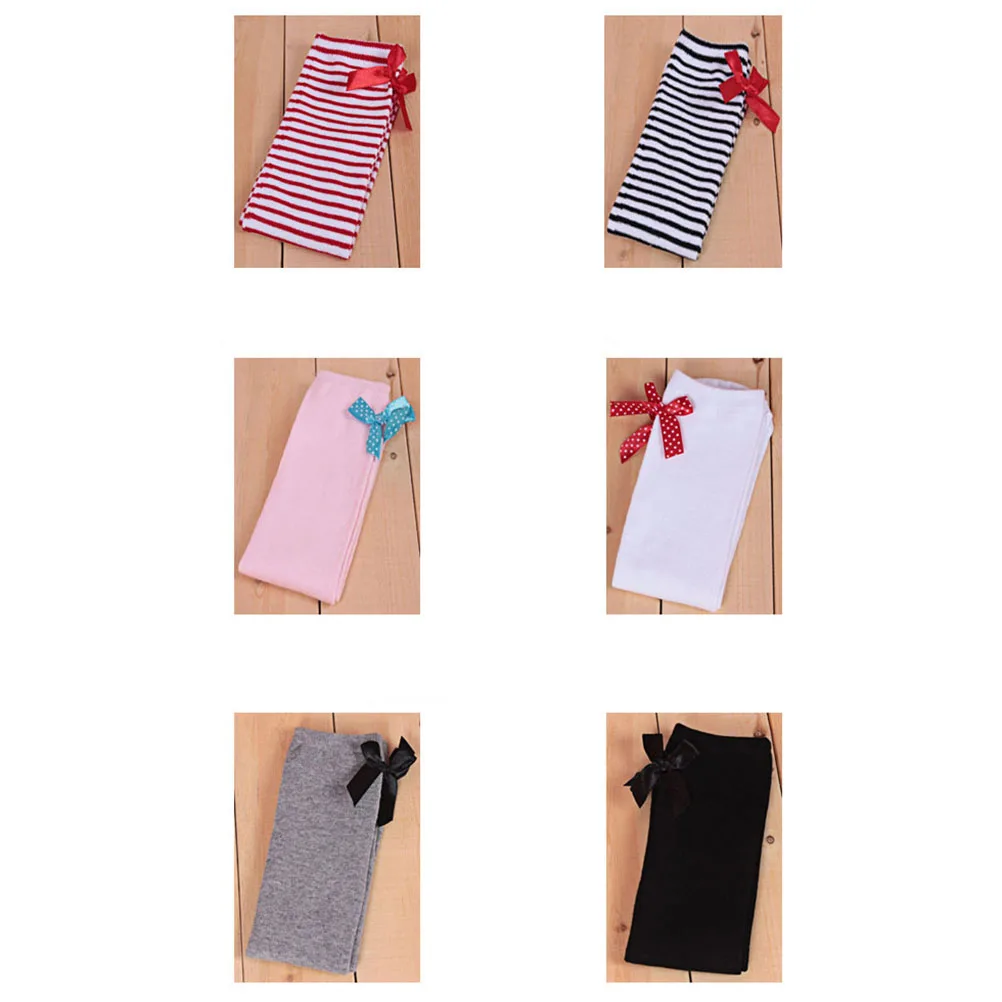 

1 Pair Kid High Socks Bow Striped Over Knee Kids High Socks Thigh Warm Cotton Stockings For 1-8 Years Old Kids Black